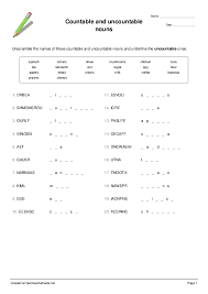 uncountable nouns worksheets