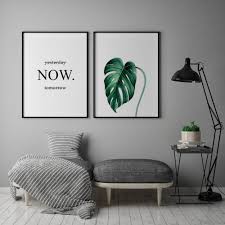 Set Of 2 Posters Tropical Leaves Quote Yesterday Now Tomorrow Printable Wall Art For Instant Download Mo Motivational Wall Decor Wall Decor Wall Printables
