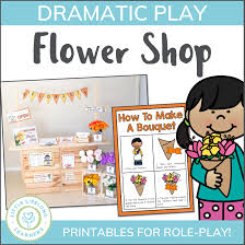 I started by going through all of our dramatic play materials and collecting all the items we could use in our ice cream shop. Flower Shop Dramatic Play Set Little Lifelong Learners