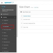 Opencart Custom Size Chart