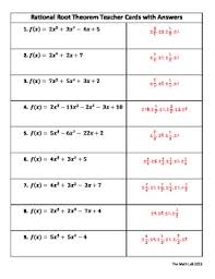 State the possible rational zeros for each function. Rational Root Theorem Activity By The Math Lab Tpt