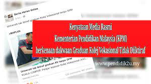 Kolej vokasional sebenarnya adalah alternatif pendidikan bagi. Kenyataan Media Kpm Berkenaan Dakwaan Graduan Kolej Vokasional Tidak Diiktiraf Pendidik2u