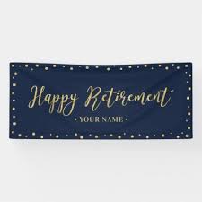The 22 best ideas for military retirement party ideas. Gold Navy Blue Happy Retirement Party Banner Zazzle Com In 2021 Retirement Party Banner Retirement Party Decorations Happy Retirement Banner