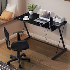 Maximum capacity is 150 kg when not tensioned. Buy Mecor Glass Computer Desk Z Shaped Metal Frame Corner Laptop Pc Table Workstation Home Office Black Online In Thailand B0719k6s8d