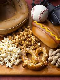 Check, check, check, check, and check. Closeup View Of Baseball Game Food Glove Nuts Stock Photo 155262414