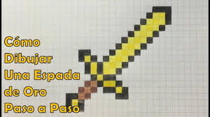 Como Dibujar Una Espada De Oro De Minecraft Tutorial Paso A Paso Dibujos Para Carpetas Pixel Art Como Dibujar