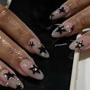 Amazon.com: Almond Star Press on Nails Medium Fake Nails Glossy ...
