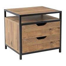 Osp Home Furnishings Quinton 2-drawer Nightstand In Salvage Oak Finish And Matte Black Coating Fully Assembled - Walmartcom Osp Home Furnishings Oak Laminate 2 Drawer Nightstand