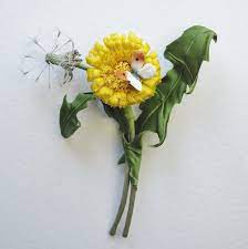 Silk Dandelion Flower And Clock Brooch Textile Dandelion Dandelion Flower Dandelion Art Dandelion