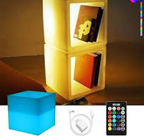 Mr.Go 16-inch SEMI-Storage LED Light Cube, Rechargeable RGB Color Changing  Glowing Cube Cabinet Container End Table Ice Bucket Flower Pot Planter