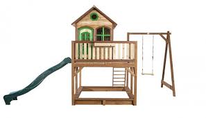 Axitom spielhaus braun/weiß mit weißer rutsche. Axi Spielhaus Liam Inkl Rutsche Stelzenhaus Fur Den Garten