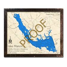 Lake Marion Sc 3d Wood Topo Map