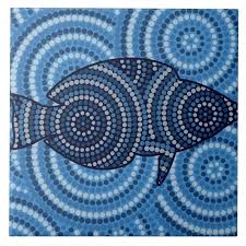 Aboriginal Fish Dot Painting Tile Zazzle Com In 2020 Aboriginal Dot Painting Dot Painting Aboriginal Art