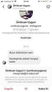 Tam baslik umitcan uygun denilen kisinin abisinin herkesi olumle tehdit etmesi olacakti, sigmadi. Umitcan Uygun Un Abisi Muge Anli Yi Olumle Tehdit Etti Yerelin Gundemi