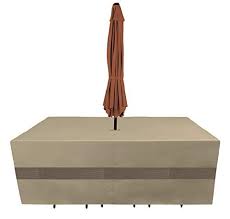 Sunpatio Outdoor Patio Furniture Cover Square Table And Chair Set Cover With Umbrella Hole Dining Set Cover Waterproof Lightweight Eco Friendly Helpful Air Vent
