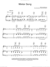 Download Bareilles Winter Song Sheet Music For Voice Piano Or Guitar