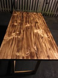 My Pine Wood Burnt Table Top Saw A Post On Here With The Burnt Pine And I Had To Try It Http Ift Tt 2qfykvi Wood Table Top Dark Wood Table Staining Wood
