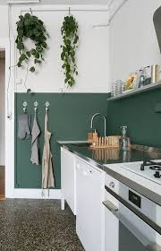 3 sacramento green kitchen adorned with wall arts. 23 Green Kitchen Cabinets Ideas For Your Kitchen Interior Half Painted Walls Modern Apartment Decor Green Apartment