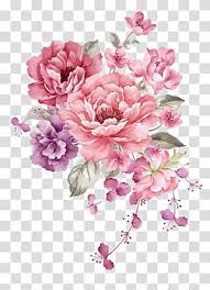 Flower Paper Watercolor Painting Illustration Pink Ink Flowers Pink And Purple Flowers Transparent Backgr Pink Flower Painting Flower Illustration Flower Art