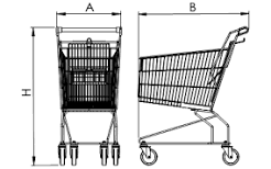 5 Carrelli spesa in filo metallico 90l per piccoli negozi