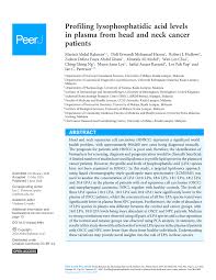 Publications by authors named chan lan chun. Pdf Profiling Lysophosphatidic Acid Levels In Plasma From Head And Neck Cancer Patients
