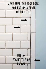 Rather than a standard 3 x 6″ subway tile, the three of us decided this smaller 2 x 4″ tile that came in a sheet was a better scale for the space (if you're not near a lowe's, wayfair's got the same look for almost half the price). Installing Beveled Subway Tile Craving Some Creativity