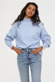 Knitted Jumper With A Collar Light Blue Marl Ladies H M Gb Blue Sweater Outfit Blue Jumper Outfit Casual Pullover Outfit