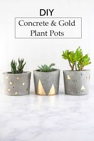 Using a mold made from cardboard, pour the prepared sand/topping mix and concrete acrylic fortifier into it and allow it to cure. Make Concrete And Gold Diy Plant Pots