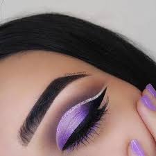 Black And Silver Eyeshadow Looks Purple And Black Crease With Silver Glitter Liner And Purple Shadows Black Dramatic Wing And Bold Structure Brows Perfe Purple Makeup Makeup Looks Eye Makeup