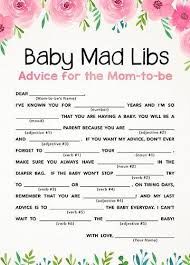 A fun activity for your baby shower. Baby Shower Mad Libs Baby Madlibs Game Advice Card Baby Shower Game Printable Baby Shower Instant Download Baby Shower Games For Girl Baby Shower Mad Libs Printable Baby Shower Games Mom