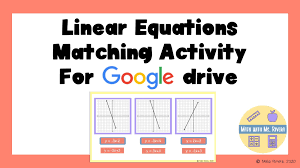 Linear Equation Matching Activity For Google Drive Distance Learning Google Drive Activities Distance Learning Google Drive Math