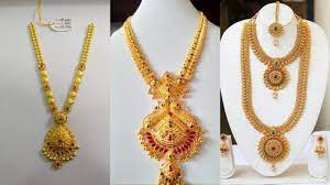 You can mix and match polki necklaces with a plain gold haram or polki necklace with a simple pearl mala. Gold Haram Necklace Set Design Gold Haram Designs Images Latest Gold Haram New Models 2021 Youtube