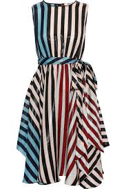 Multicolor Belted Metallic Striped Silk Blend Dress Sale Up To 70 Off The Outnet Diane Von Furstenberg Dresses Party Dress Sale Mini Wrap Dress