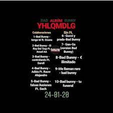 On 27 november 2020, bad bunny released a brand new album titled el último tour del mundo. Ojos Urbanos Pronto Bad Bunny Yhlqmdlg Tracklist Facebook