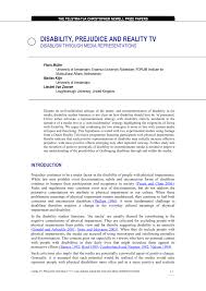 Pdf Disability Prejudice And Reality Tv Disablism Through Media Representations