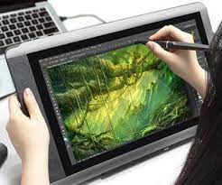 Woman Drawing On A Graphics Tablet Drawing Tablet Cool Drawings Tablet