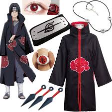 Naruto Cosplay Costume Akatsuki Cloak Uchiha Itachi Sharingan Headband Necklace Ring Kunai Pain Halloween Costume For Men Kids Anime Costumes Aliexpress Right eye, if making direct eye contact, transforms the other's eyes into sharingan temporarily. naruto cosplay costume akatsuki cloak uchiha itachi sharingan headband necklace ring kunai pain halloween costume for men kids