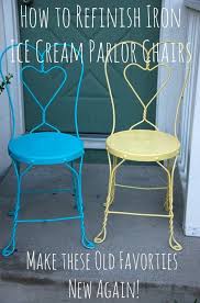 Refinishing Vintage Iron Sweetheart Ice Cream Parlor Chairs Via Shesingswedance Parlor Chair Ice Cream Parlor Ice Cream Chairs