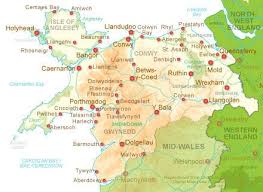North Wales Map Showing Surrounding Areas Towns North Wales Tourist Information Wales Map