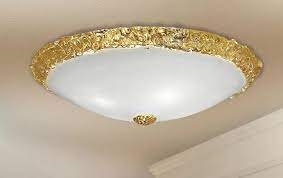 Le abat jour per la camera da letto. Plafoniera Classica Per Camera Da Letto Vetro Bianco Bordo Foglia Oro 3520pl40fo