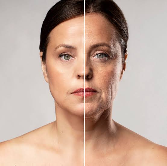 Model displaying smooth, glowing skin