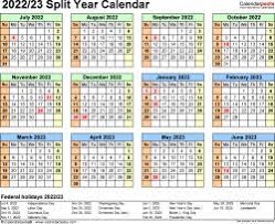 split year calendars 2022 2023 july to june pdf templates