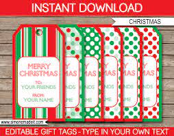 Using a paper cutter, follow the guide lines and cut apart the tags. Christmas Printable Gift Tags Template Editable Text