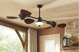 Patriot lighting™ abner 52 indoor/outdoor led ceiling fan. Damp Outdoor Indoor 74 Dual Patio Ceiling Fan W Light Fixture Twin Wicker Leaf Ebay