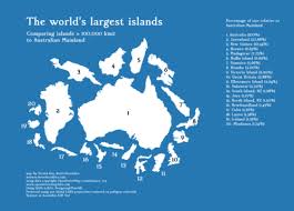 The Nineteen Largest Islands In The World In A To Scale Comparison To The Australian Mainland Australian Maps Topography Map Cartography