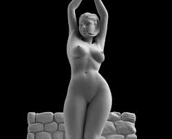 Naked Woman in Fountain - 3D Print Model by BlueAzureArt