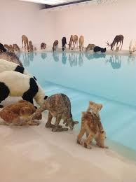 A Herd Of 99 Lifelike Animals Drink From A Pool Qagoma By Cai Guo Qiang Animal Art Art Sculpture Art