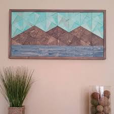 But it is better to use woods which are. Mosaic Wood Wall Art Blue Water And Sky Geometric Mountain Art Wooden Home Decor Mixed Media Collage