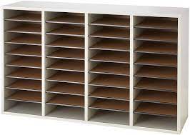 Cabinet is 5/8 compressed wood with laminate finish. Amazon Com Safco Products Wood Adjustable Literature Organizer 36 Compartment 9424gr Gray Durable Construction Removable Shelves Stackable Office Products