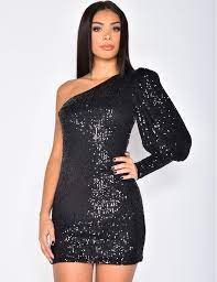 Nights in vegas dress in champagne sequin. Asymmetrisches Kleid Mit Paillettenbesatz Jeans Industry